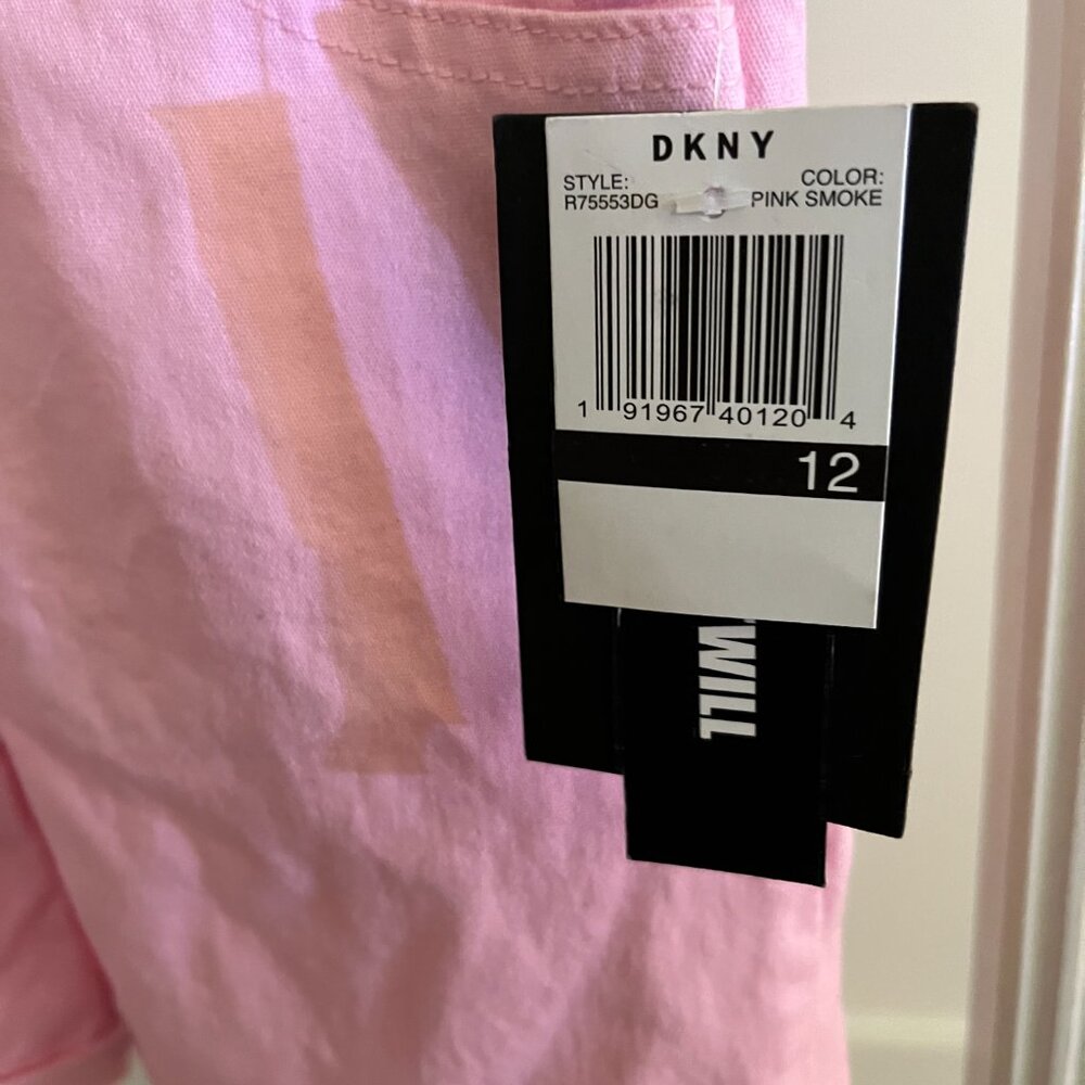 BNWT DKNY Denim Jeans Shorts Overalls w/Suspenders (12) in pink smoke - Picture 6 of 7